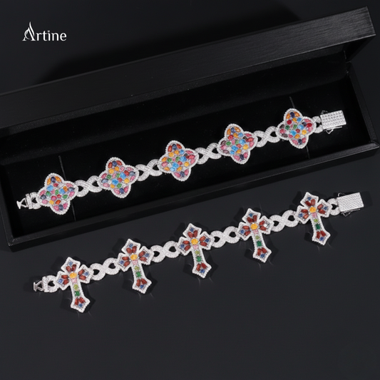 Rainbow Cross Clover Radiance Bracelet