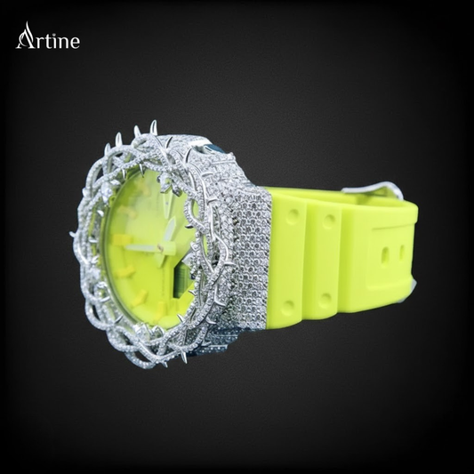 Neon Thorn Majesty – Full Iced Crown Bezel Luxury Statement Watch