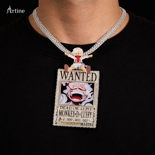Iced Wanted Poster Pendant – Monkey D. Luffy Anime Statement Charm