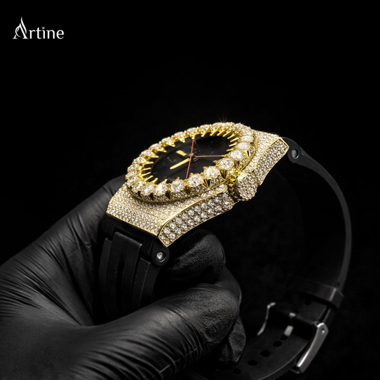Golden Fang Apex – Full Iced Spike Bezel Luxury Watch