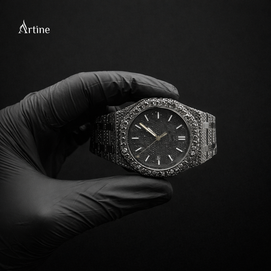 Iced Midnight Diamond Luxury Watch – Full Black Edition | Black Dial