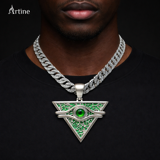 Emerald Eye Triangle Pendant