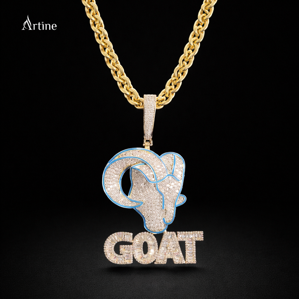 Iced Goat Zodiac Pendant – Diamond-Look Capricorn Statement Charm