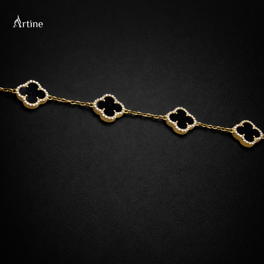 Midnight Clover Elegance Bracelet
