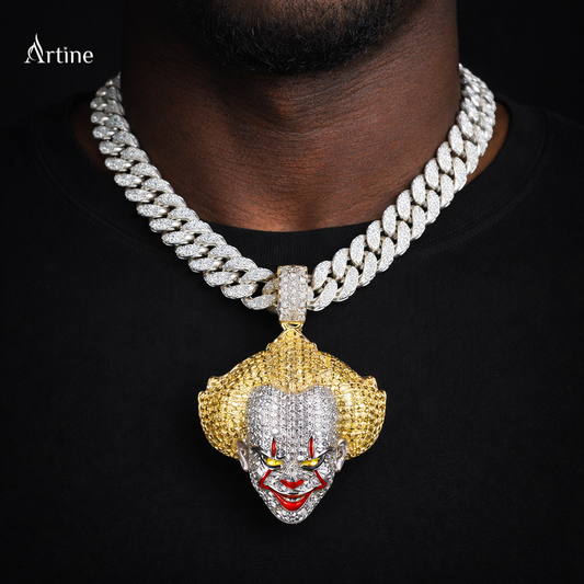 Iced Evil Clown Face Pendant – Luxury Hip Hop Statement Jewelry