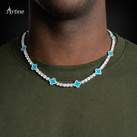 Midnight Clover Diamond Tennis Chain Necklace