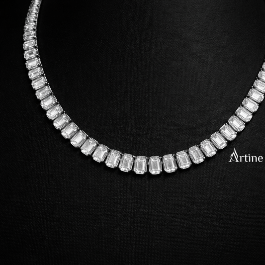 Emerald-Cut Iced Tennis Chain Necklace