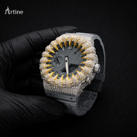Frost Fang Supreme – Iced Spike Bezel Grey Luxury Statement Watch
