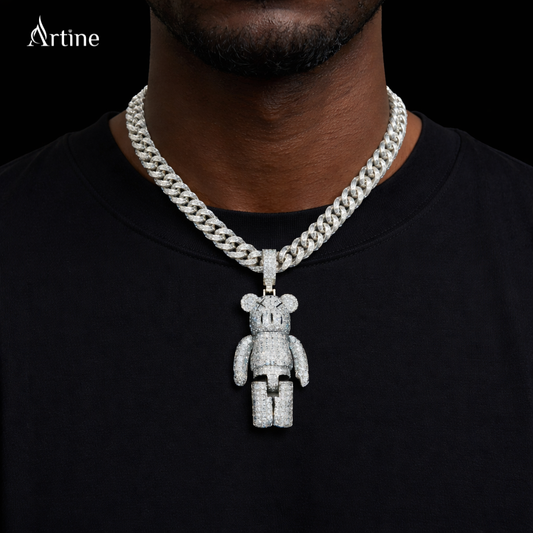 Fully Iced Cartoon Bear Pendant