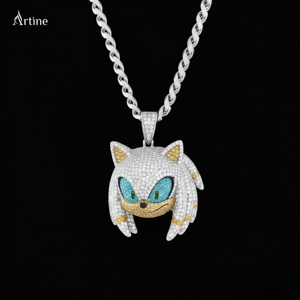 Iced Sonic the Hedgehog Head Pendant – Fully Bling Hip-Hop Luxury Charm
