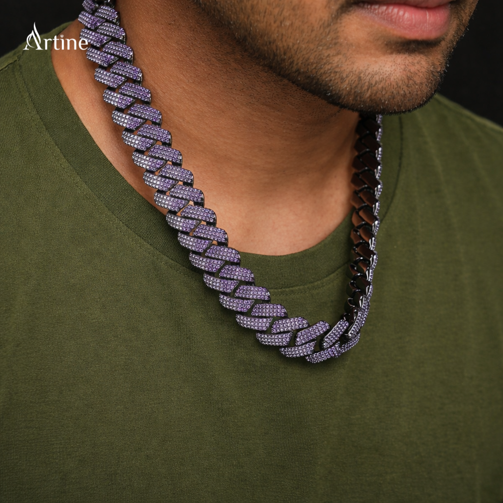 Lavender Iced Cuban Link Statement Chain