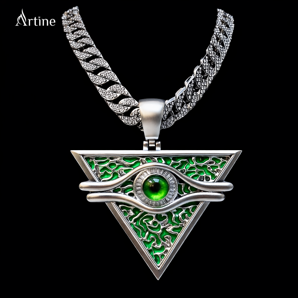 Emerald Eye Triangle Pendant