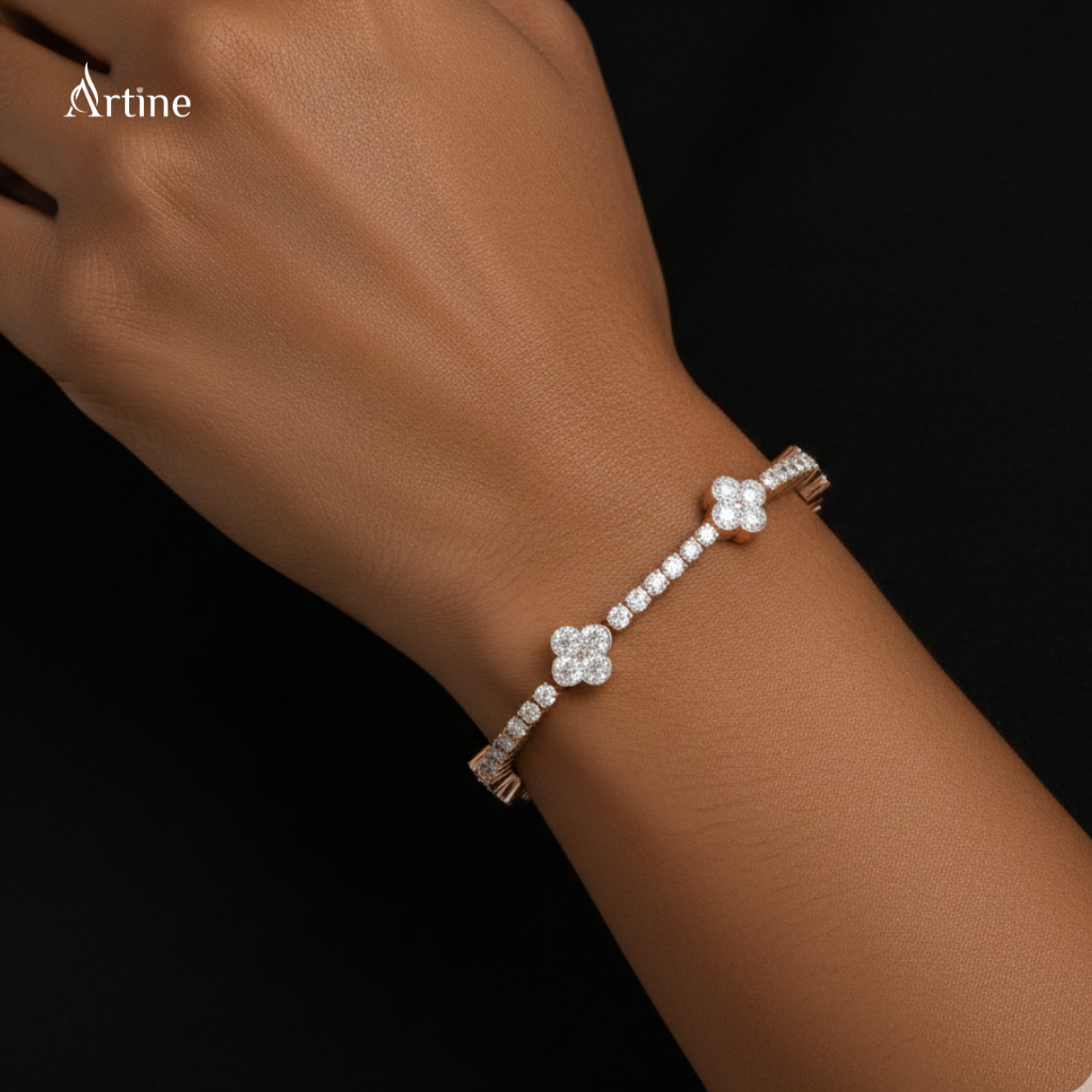 Rose Gold Clover Diamond Bracelet