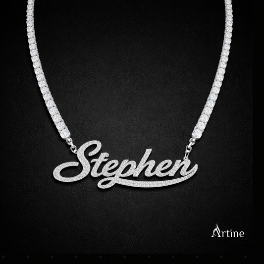 Custom Name Diamond Chain Necklace in 925 Sterling Silver