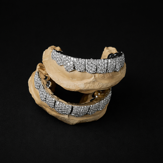 Fully Iced VVS Diamond Grillz Set – Luxury Hip Hop Teeth Jewelry