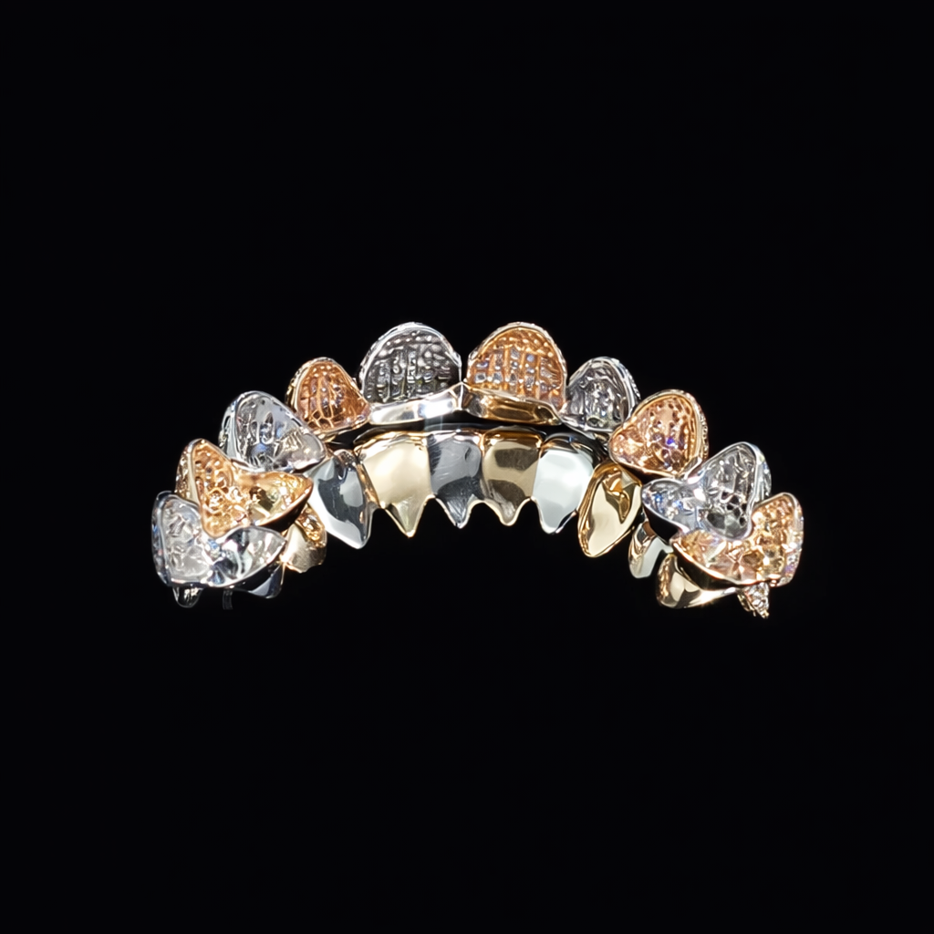 Luxury Iced-Out Diamond Fang Grillz (Top & Bottom Set)