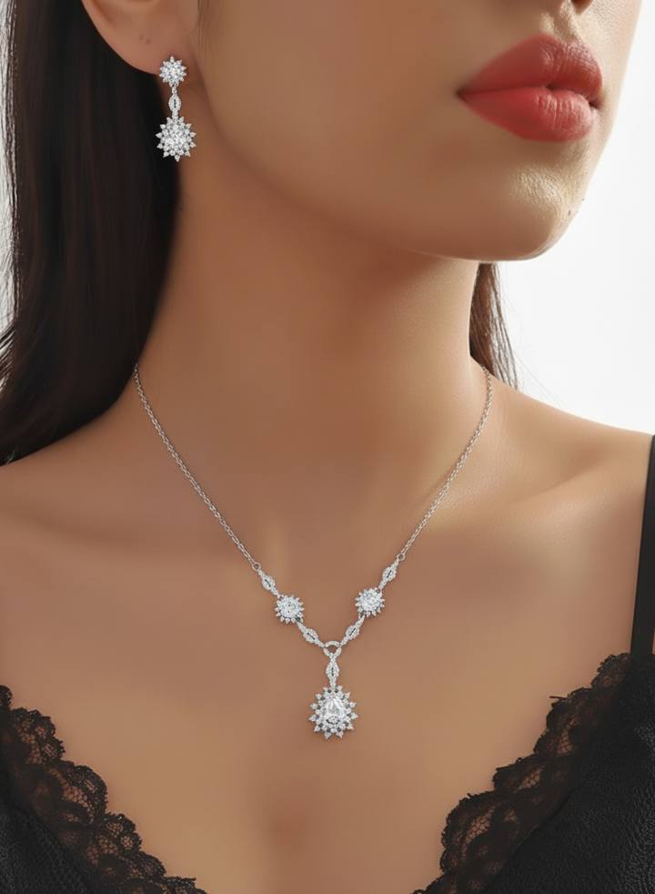 Round With Tear Drop Necklace