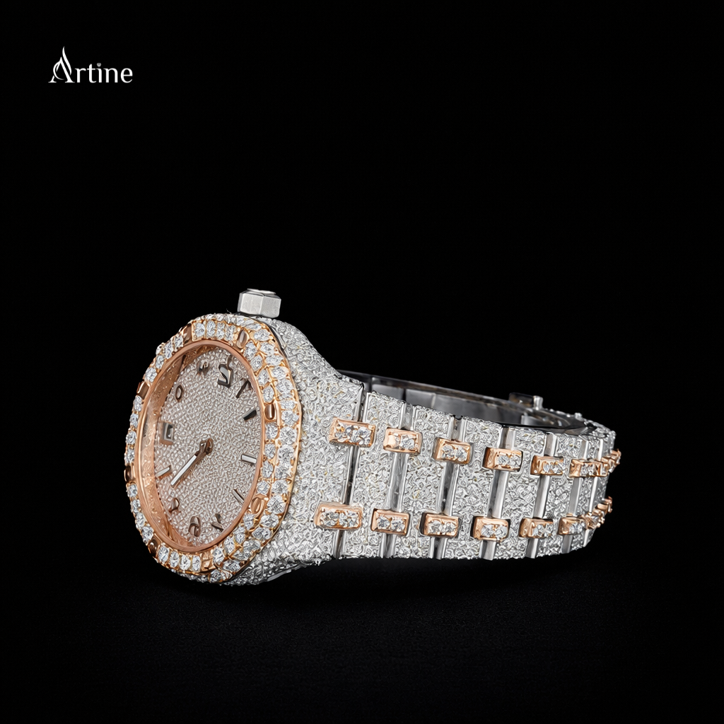 Rose Gold Radiance: Diamond-Studded Elegance in Time