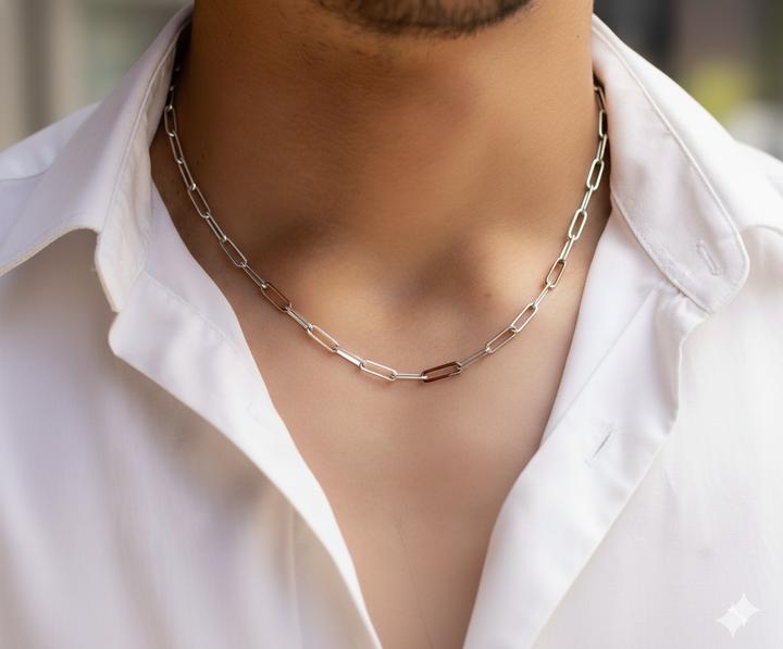 Rectangular Clip Two Tone Chain