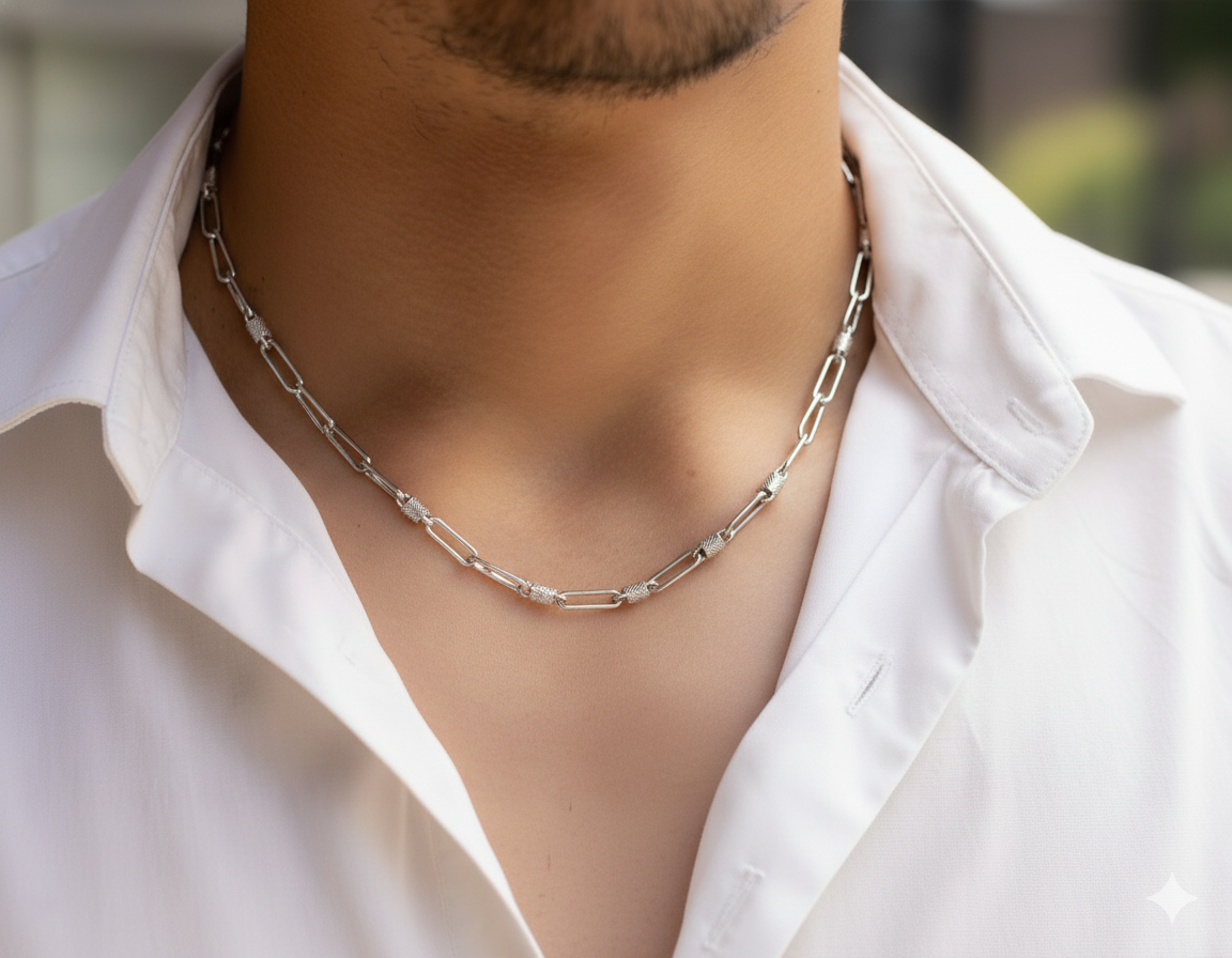 Elegant Oval Silver Chain