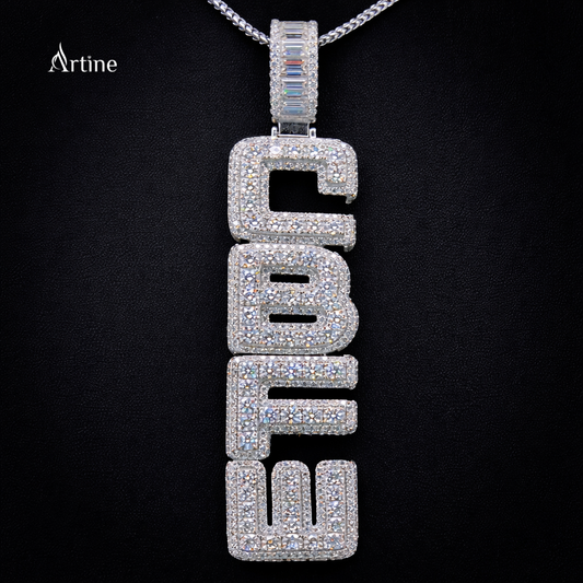 Iced “CBFE” Letter Pendant – Fully VVS Moissanite Hip-Hop Charm