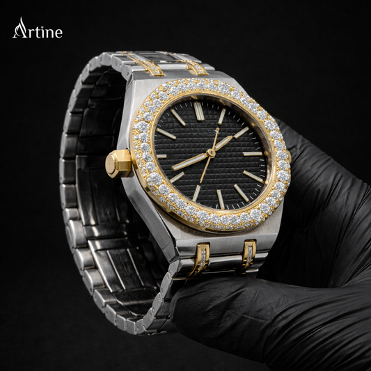 Imperial Frost Gold – Two-Tone Iced Diamond Bezel Luxury Watch