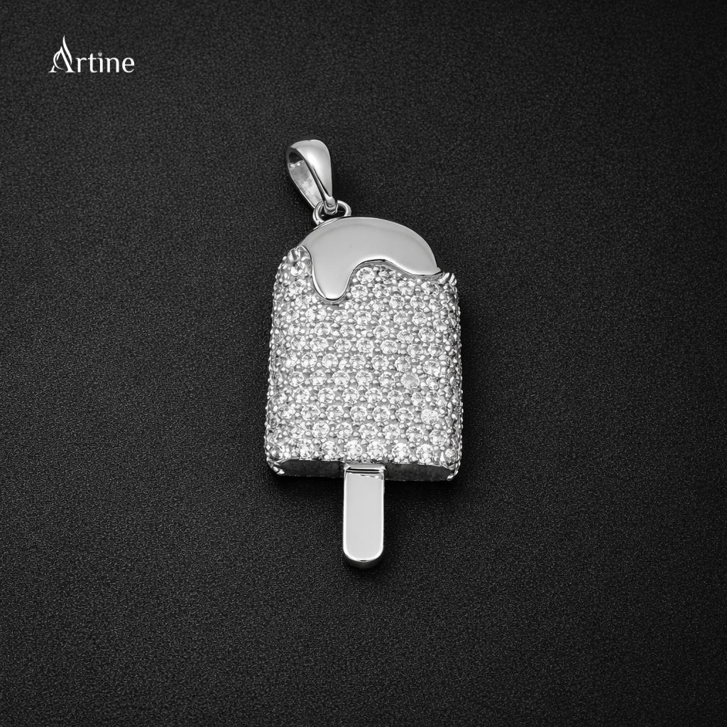 Iced Popsicle Pendant – silver  Finish Statement Charm