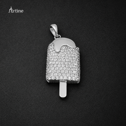 Iced Popsicle Pendant – silver  Finish Statement Charm