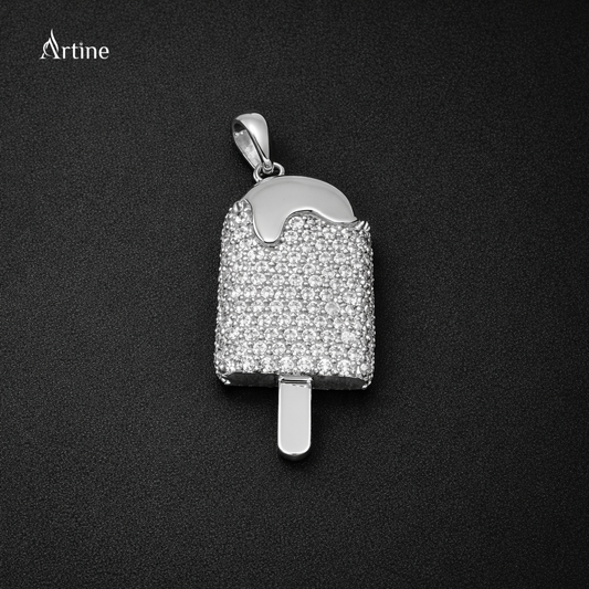 Iced Popsicle Pendant – silver  Finish Statement Charm