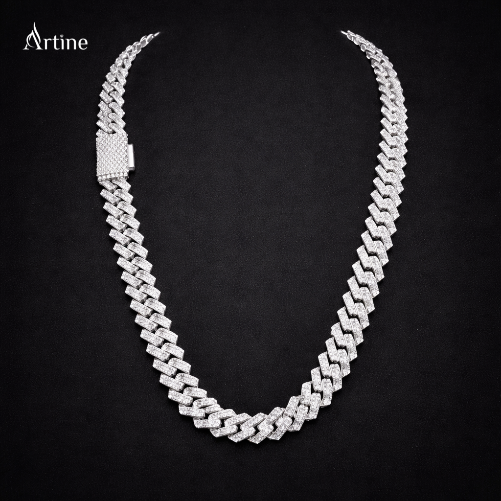 Iced Silver Cuban Link Statement Chain