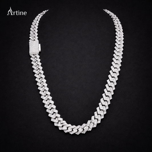 Iced Silver Cuban Link Statement Chain