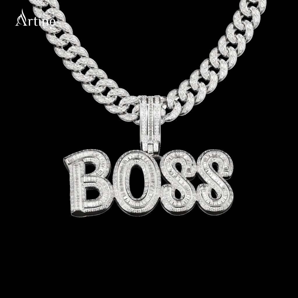 Iced BOSS Letter Pendant
