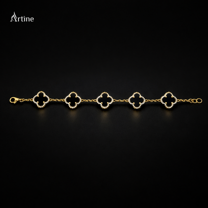 Midnight Clover Elegance Bracelet