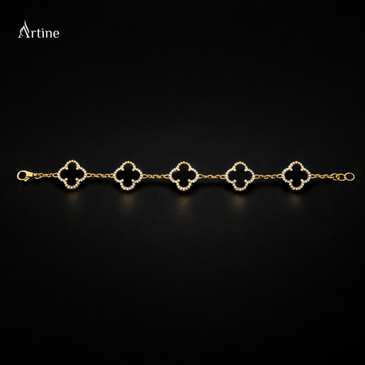 Midnight Clover Elegance Bracelet