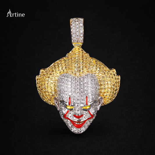 Iced Evil Clown Face Pendant – Luxury Hip Hop Statement Jewelry