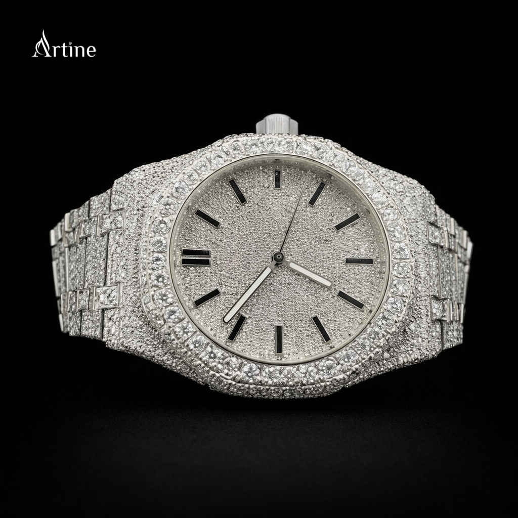 Iced Precision: Diamond-Encrusted Luxury Timepiece