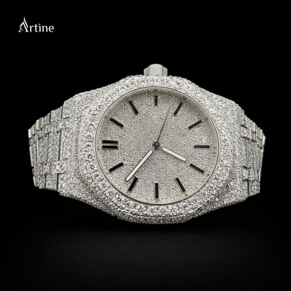 Iced Precision: Diamond-Encrusted Luxury Timepiece