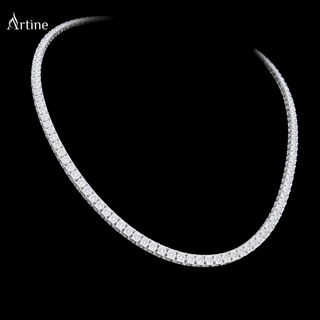 Classic Iced Diamond Tennis Chain Necklace