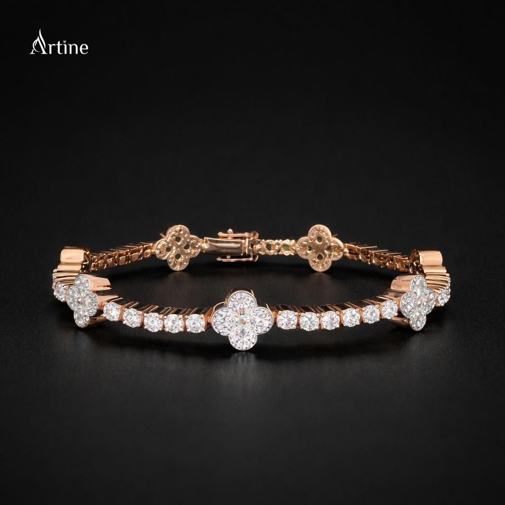Rose Gold Clover Diamond Bracelet