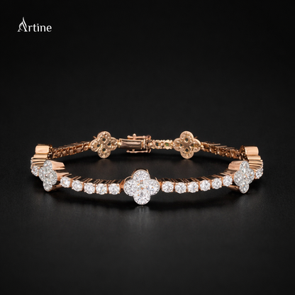 Rose Gold Clover Diamond Bracelet