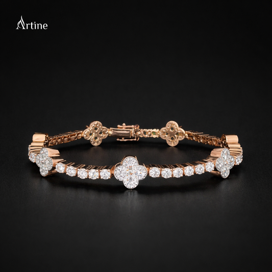 Rose Gold Clover Diamond Bracelet