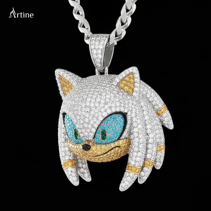 Iced Sonic the Hedgehog Head Pendant – Fully Bling Hip-Hop Luxury Charm