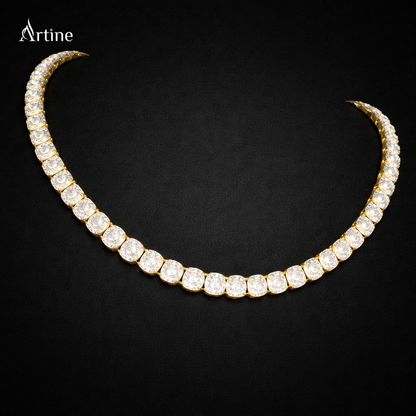 Golden Princess Cut Diamond Tennis Chain