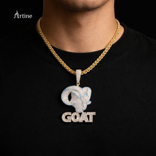 Iced Goat Zodiac Pendant – Diamond-Look Capricorn Statement Charm