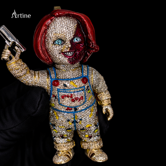 Iced Crowned Rebel Doll Pendant – Rose Gold Bling Statement Charm