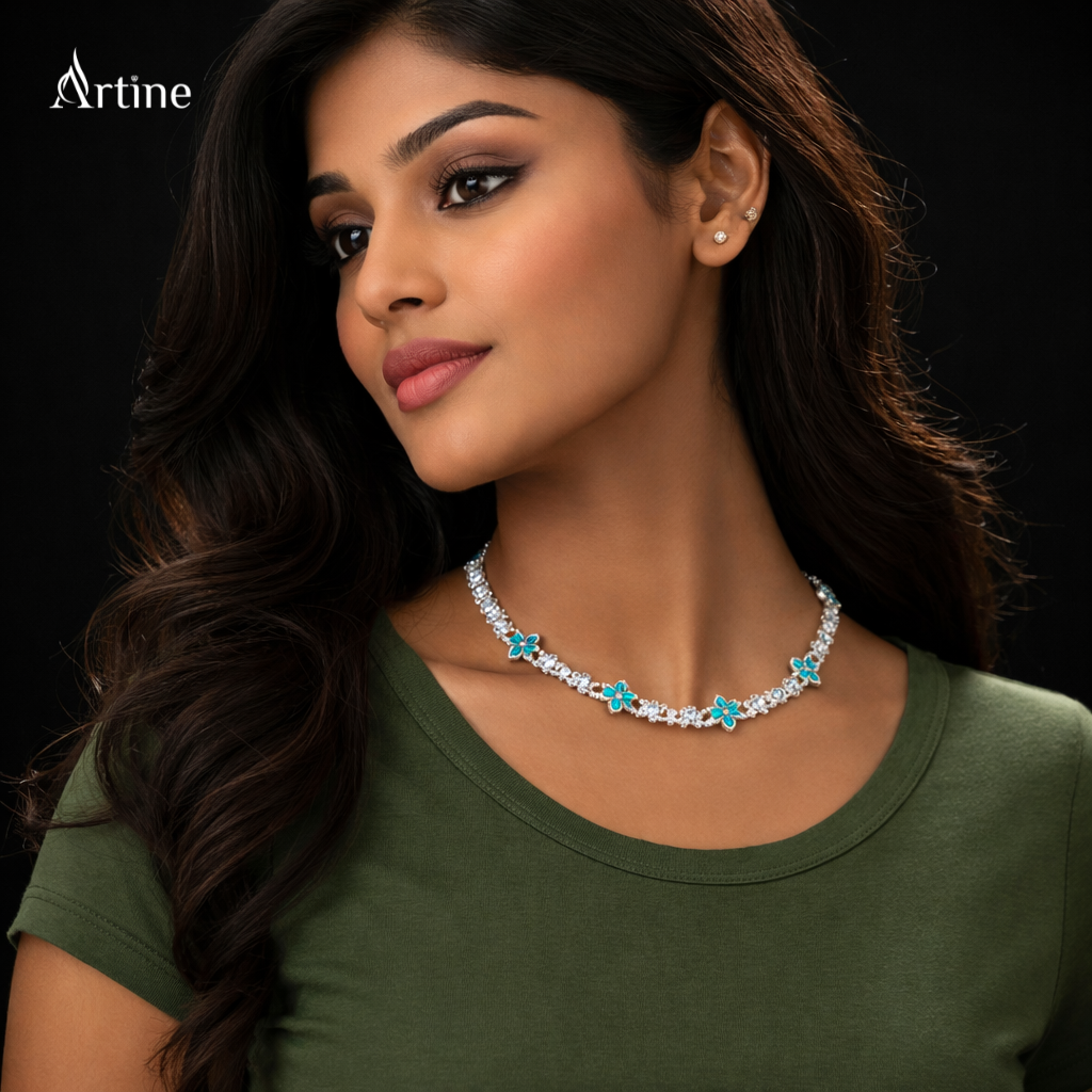 Azure Clover Diamond Tennis Chain Necklace