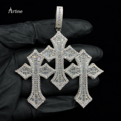 Triple Iced Cross Pendant – Full Bling Luxury Statement Charm