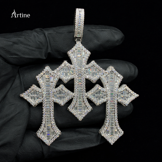 Triple Iced Cross Pendant – Full Bling Luxury Statement Charm