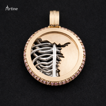 Split circle Rib Cage Pendant – Rose Gold Luxury Statement Charm