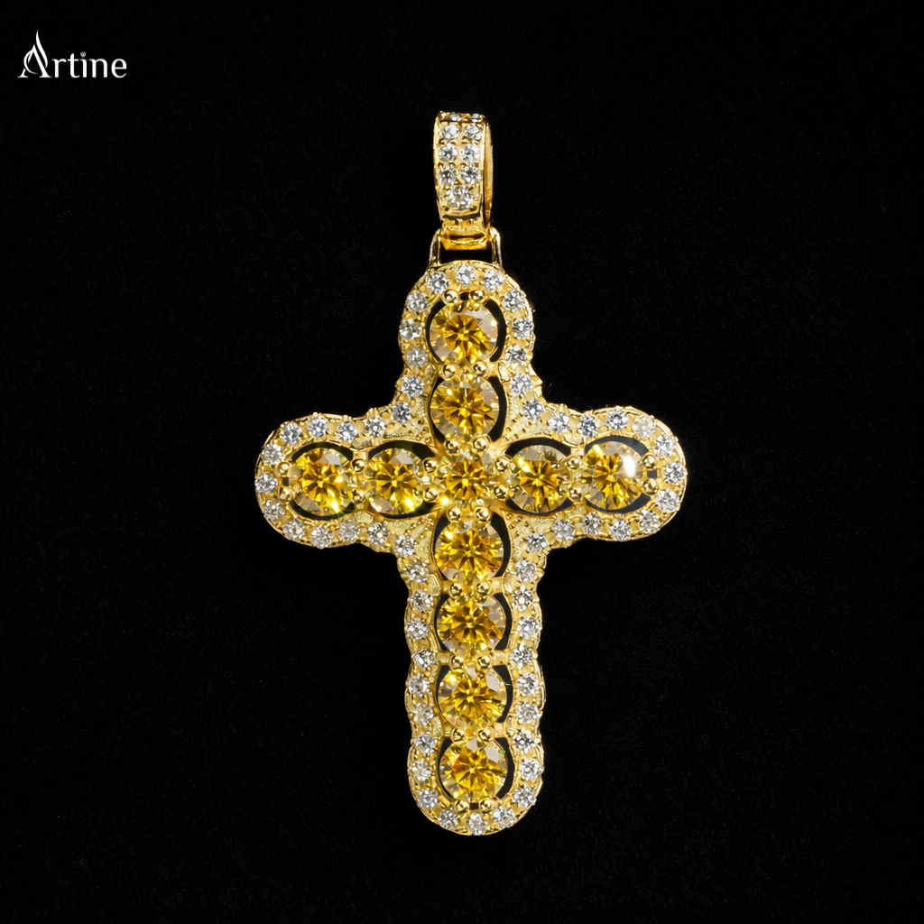 Emerald Cross Pendant – Gold Finish Iced Luxury Charm